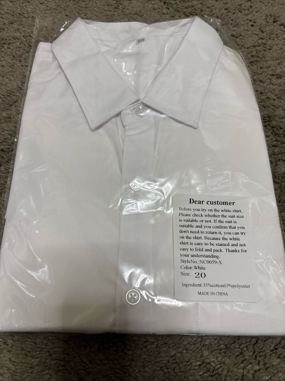 Boys White Long Sleeve Dress Shirt Size 20 New in Package Button Up